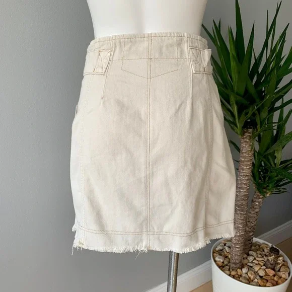 Free People Alpha Utility Raw-Edge Mini Skirt in Tan Size 8 - Picture 10 of 12